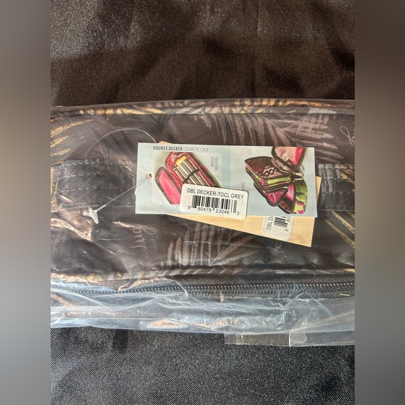 Lug Stacked & Lined Cosmetic Case Bag Double Decker - Tropical Gray - NWT - Picture 5 of 6